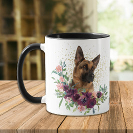 Crimson Floral Bouquet German Shepherd Dog Mok