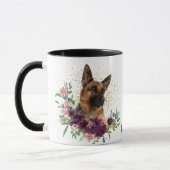 Crimson Floral Bouquet German Shepherd Dog Mok (Links)