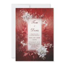 Crimson Floral Elegance bruiloft uitnodiging