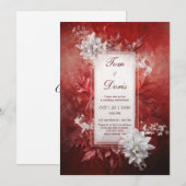Crimson Floral Elegance bruiloft uitnodiging (Voorkant / Achterkant)