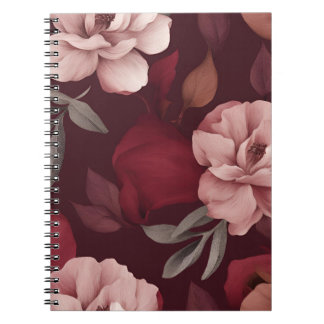 Crimson Floral Notitieboek