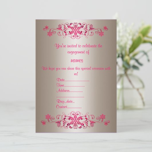 CRIMSON FLOURISH INVITATIONS BY IDODESIGNS KAART (Staand voorkant)