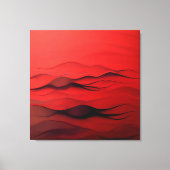 Crimson Flow – Abstract Red Waves of Motion Canvas Afdruk (Voorkant)
