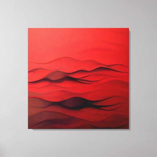 Crimson Flow – Abstract Red Waves of Motion Canvas Afdruk (Voorkant)