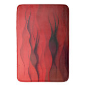 Crimson Flow – Abstracte Rode Bewegingsgolven Badmat (Voorkant Verticaal)