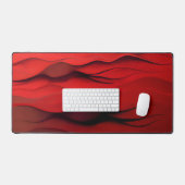 Crimson Flow – Abstracte Rode Bewegingsgolven Bureaumat (Keyboard & Muis)