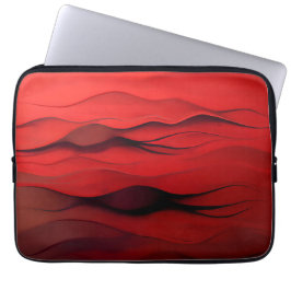 Crimson Flow – Abstracte Rode Bewegingsgolven Laptop Sleeve