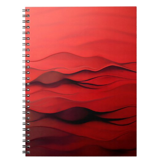 Crimson Flow – Abstracte Rode Bewegingsgolven Notitieboek (Voorkant)