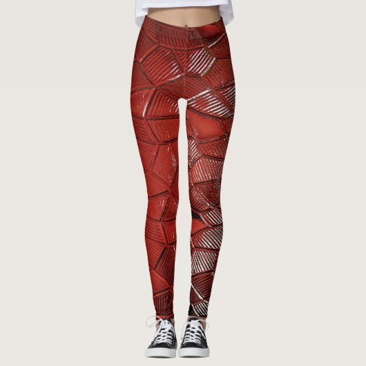 Crimson Flow getextureerde Leggings (Voorkant)