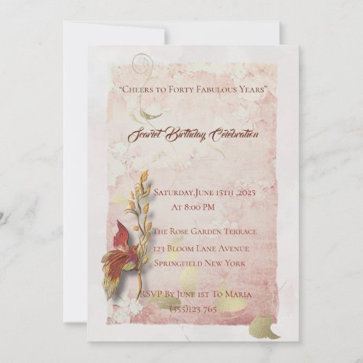 Crimson fluistert uitnodiging voor 40ste verjaarda (Voorkant)