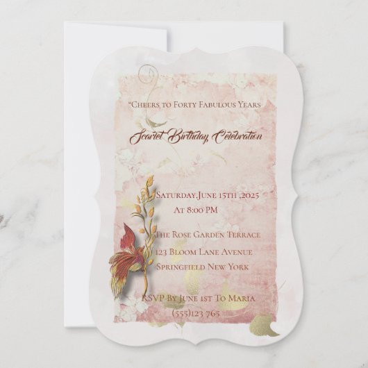Crimson fluistert uitnodiging voor 40ste verjaarda (Voorkant)