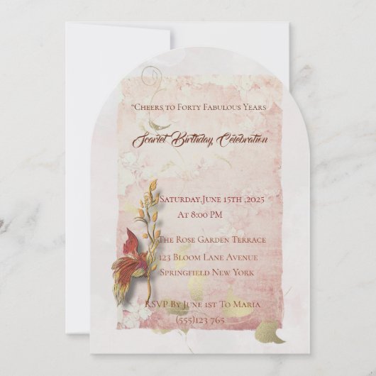 Crimson fluistert uitnodiging voor 40ste verjaarda (Voorkant)