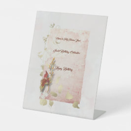 Crimson fluistert voetstuk verjaardagsfeestje reclamebord met voetstuk