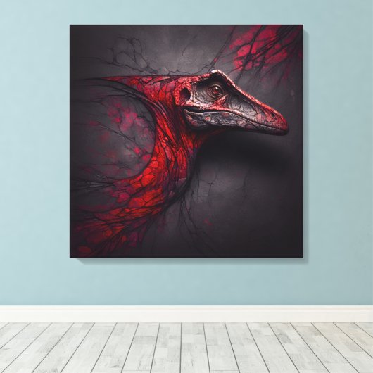 Crimson Fossil Unearthed - AI Genius Canvas Afdruk (Insitu (Houten vloer))