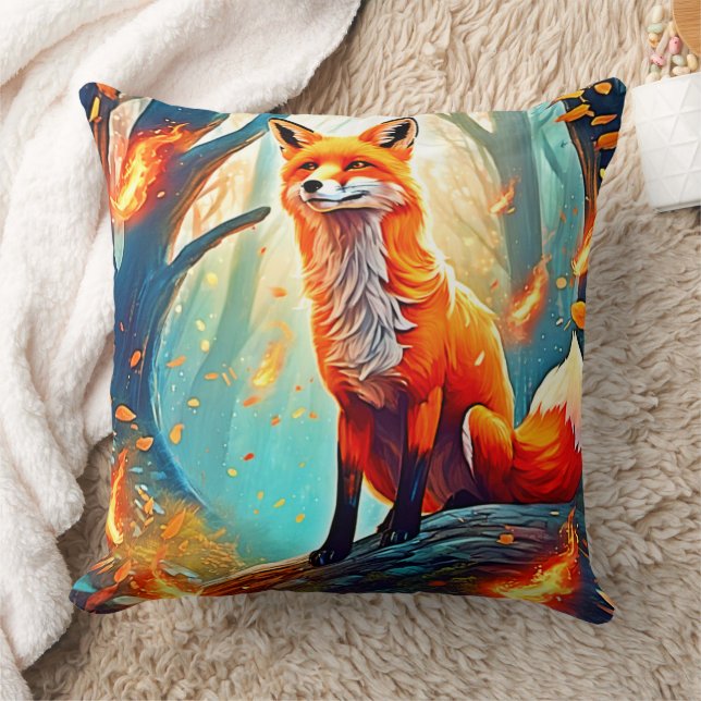 Crimson Fox Scene Design Kussen (Deken)