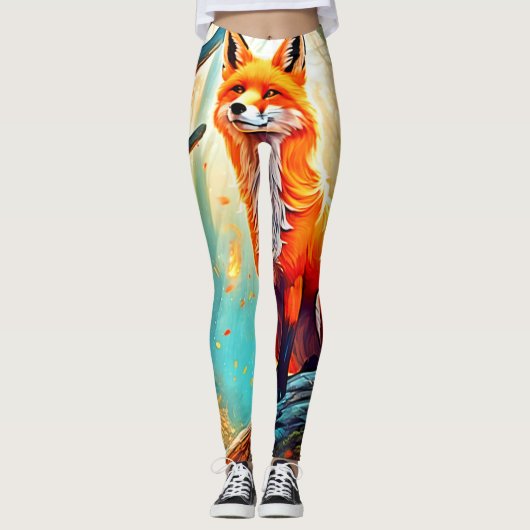 Crimson Fox Scene Design Leggings (Voorkant)