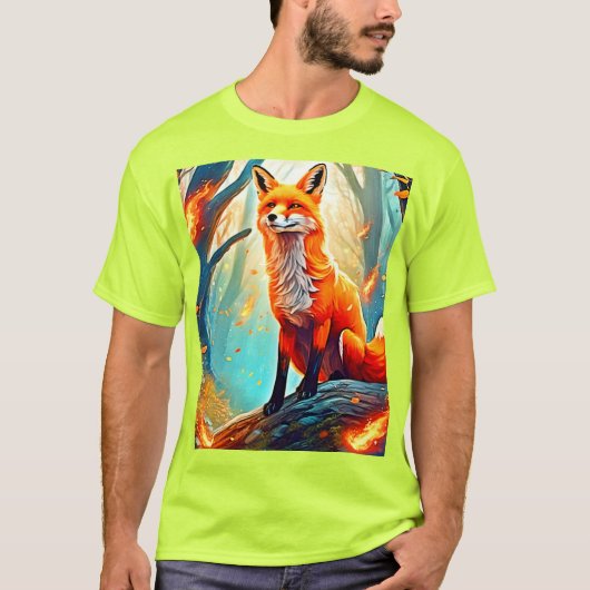 Crimson Fox Scene Design T-shirt (Voorkant)
