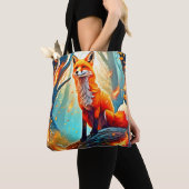 Crimson Fox Scene Design Tote Bag (Dichtbij)