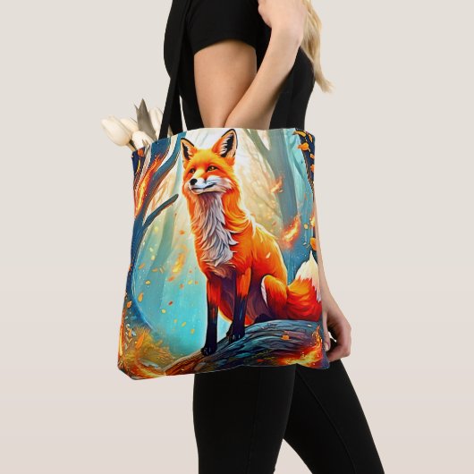 Crimson Fox Scene Design Tote Bag (Dichtbij)