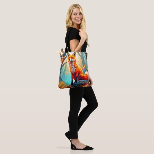 Crimson Fox Scene Design Tote Bag (Op model)