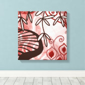 Crimson Garden – Abstract Botanical Pattern Art Pr Canvas Afdruk (Insitu (Houten vloer))