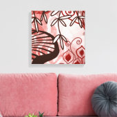 Crimson Garden – Abstract Botanical Pattern Art Pr Canvas Afdruk (Insitu (Woonkamer))
