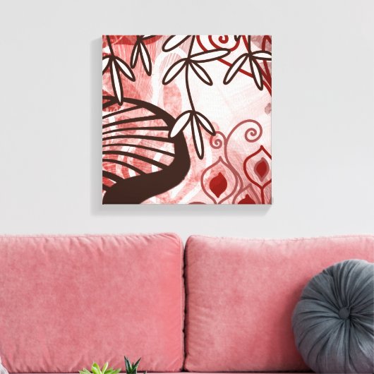 Crimson Garden – Abstract Botanical Pattern Art Pr Canvas Afdruk (Insitu (Woonkamer))