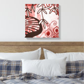 Crimson Garden – Abstract Botanical Pattern Art Pr Canvas Afdruk (Insitu (Slaapkamer))