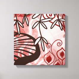 Crimson Garden – Abstract Botanisch Patroon Kunst Canvas Afdruk