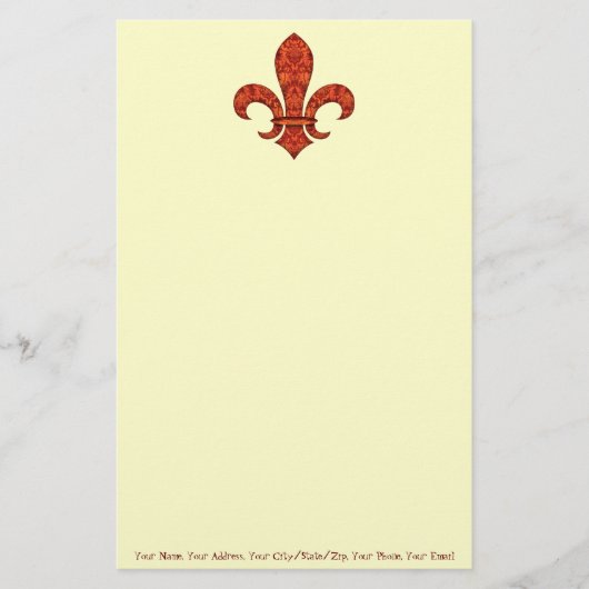 Crimson Garden Fleur de lis Briefpapier (Voorkant)