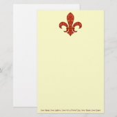 Crimson Garden Fleur de lis Briefpapier (Voorkant / Achterkant)