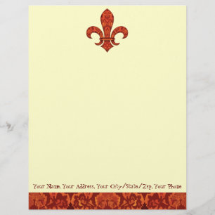 Crimson Garden Fleur de lis Persoonlijk Briefhoofd
