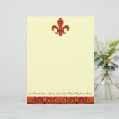 Crimson Garden Fleur de lis Persoonlijk Briefhoofd (Staand voorkant)