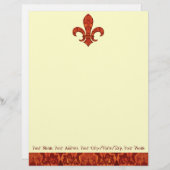 Crimson Garden Fleur de lis Persoonlijk Briefhoofd (Voorkant / Achterkant)