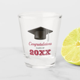 Crimson Gefeliciteerd College Afstuderen Shot Glas
