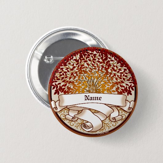 Crimson Genealogy Family Tree Button (Voorkant /achterkant)