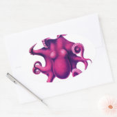 Crimson Girly Octopus Ovale Sticker (Envelop)