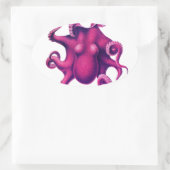 Crimson Girly Octopus Ovale Sticker (Tas)