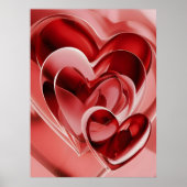 Crimson Glass Hearts - Moderne Abstracte Kunst ove Poster (Voorkant)