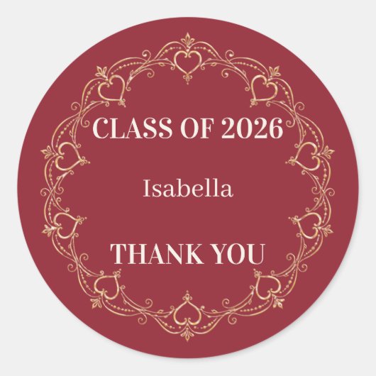Crimson Gold 2026 Afstudeerfavor sticker (Voorkant)