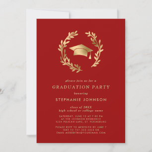 Crimson Gold Afstudeerder Pet Wreath Chic Gradupar Kaart
