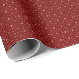 Crimson Gold Floral Gift Wrap Cadeaupapier
