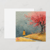 Crimson & Gold: Herfst's Fluisterende Dans Notecar Feestdagenkaart (Voorkant / Achterkant)