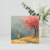 Crimson & Gold: Herfst's Fluisterende Dans Notecar Feestdagenkaart (Staand voorkant)