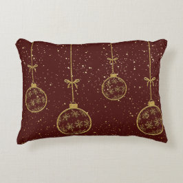 Crimson & Gold Ornament Christmas Accent Pillow Accent Kussen
