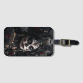 Crimson Gothic Calavera – Zwarte Roos Bagagelabel (Voorkant (horizontaal))