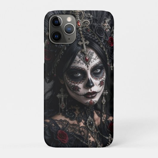 Crimson Gothic Calavera – Zwarte Roos Case-Mate iPhone Case (Achterkant)