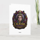 Crimson Gothic Calavera – Zwarte Roos Kaart (Achterkant)
