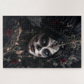 Crimson Gothic Calavera – Zwarte Roos Legpuzzel (Horizontaal)