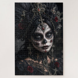 Crimson Gothic Calavera – Zwarte Roos Legpuzzel